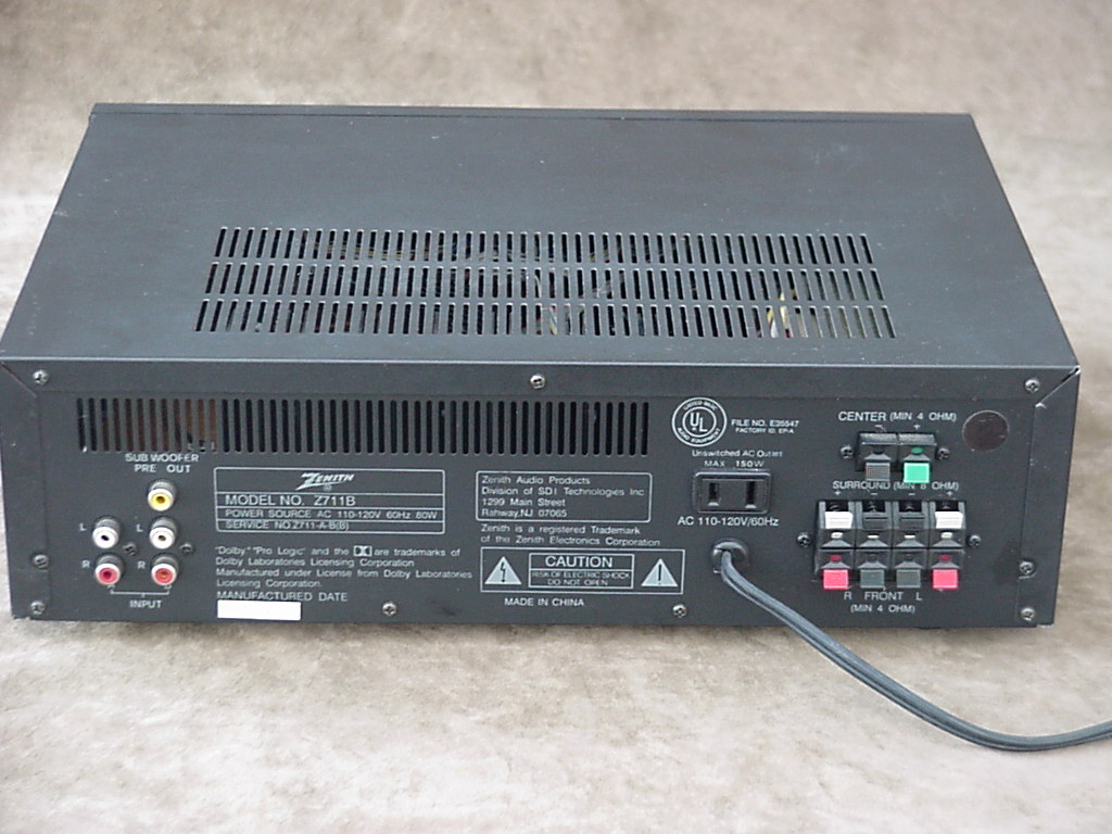 ZENITH A/V DOLBY PRO HOME THEATER AMPLIFIER Z711B SURROUND SOUND SYSTEM eBay
