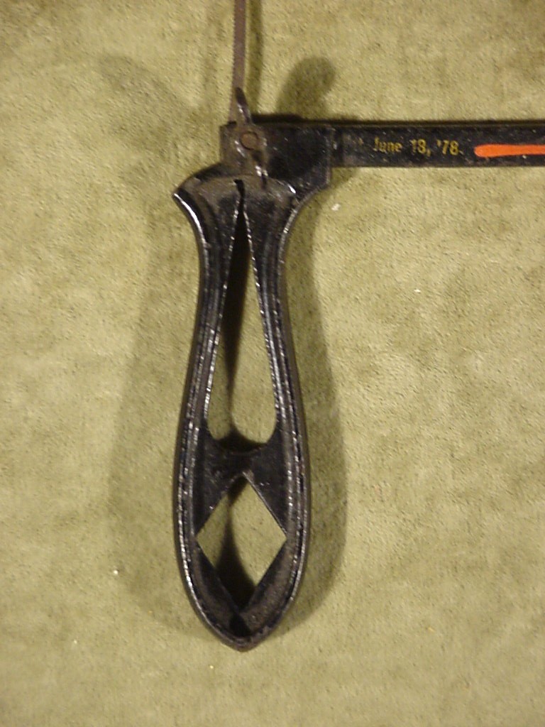 ANTIQUE SCROLL JIG SAW PATENTED JUNE 18 1878 CAST IRON HANDLE, EARLY