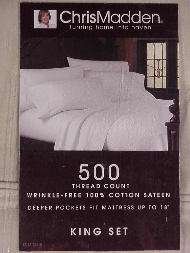 CHRIS MADDEN IVORY color KING SET 500 THREAD COUNT 100 COTTON SATEEN