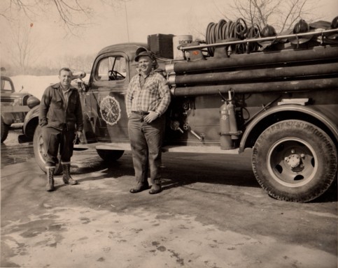 Ray Allen, Fire Chief of Wales on the right, Robbie Piazzo, Assistant Chief of the Holland Fire Department on the left