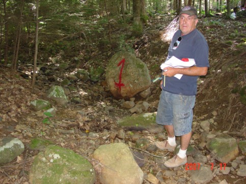 Dry bed of Amber Brook at point “1” on July 17, 2007