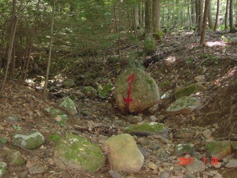 Dry bed of Amber Brook at point “1” on July 26, 2007