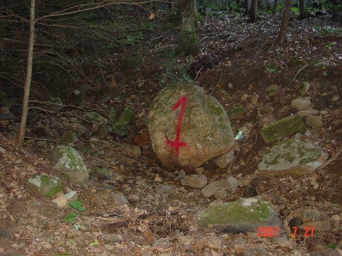 Dry bed of Amber Brook at point “1” on July 27, 2007