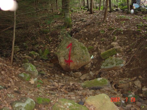 Dry bed of Amber Brook at point “1” on July 28, 2007