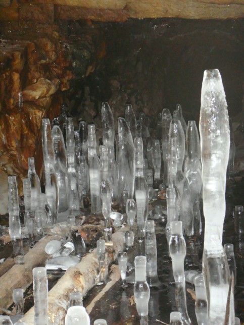 Upside-down icicles before they were vandalised by the family last Saturday.