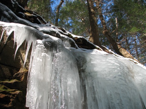 Icicles cascading down into the mine cut like a waterfall.