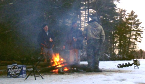 From left to right, Natural ICE 24 pack, Glenn Tracy, Norm Butler, Dennis Bonetti, power auger