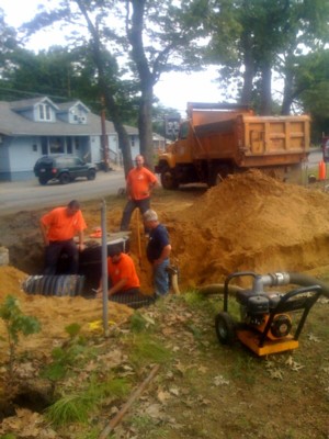 Brian Johnson and his crew at work opposite PJ's