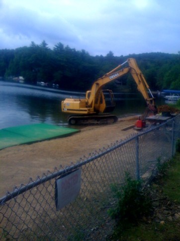 Backoe in the water of Hamilton Reservoir