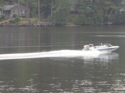 Fred Beaulieu operating his boat towing his wife without a spotter