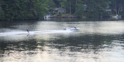 Fred Beaulieu operating his boat towing his wife without a spotter