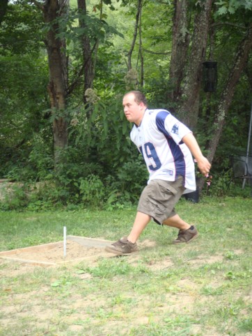 Herb enjoing a round of horseshoe piching