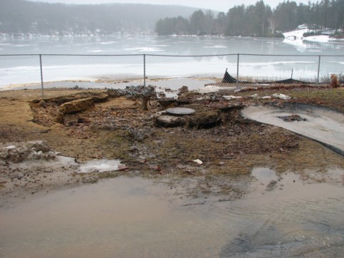 Water washed out part of the beach opposite PJ’s