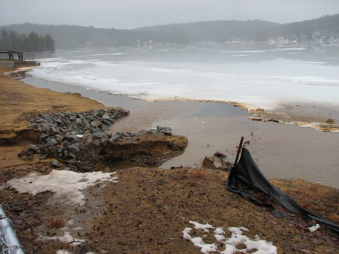 Water washed out part of the beach opposite PJ’s