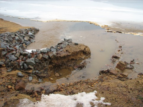 Water washed out part of the beach opposite PJ’s