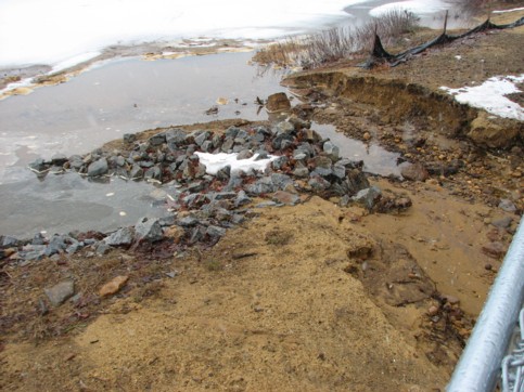 Water washed out part of the beach opposite PJ’s