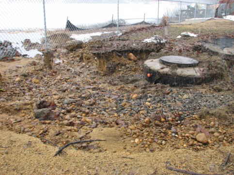 Water washed out part of the beach opposite PJ’s