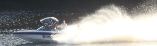 Malibu power ski boat on Hamilton Reservoir